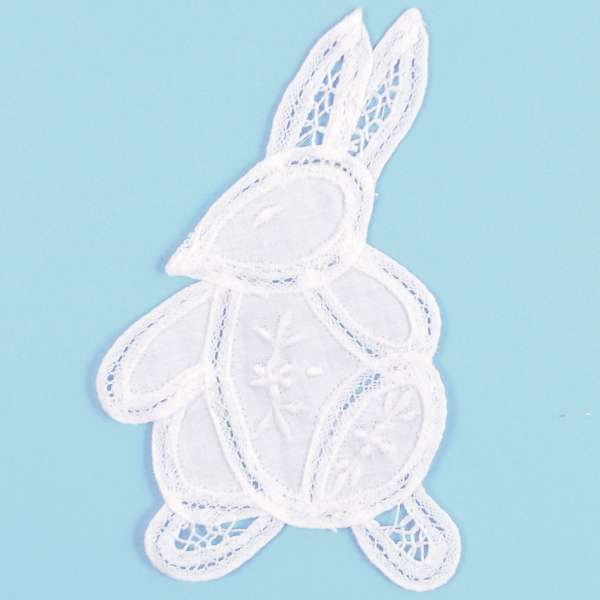 Battenburg Lace Large Rabbit Applique/Patch - White