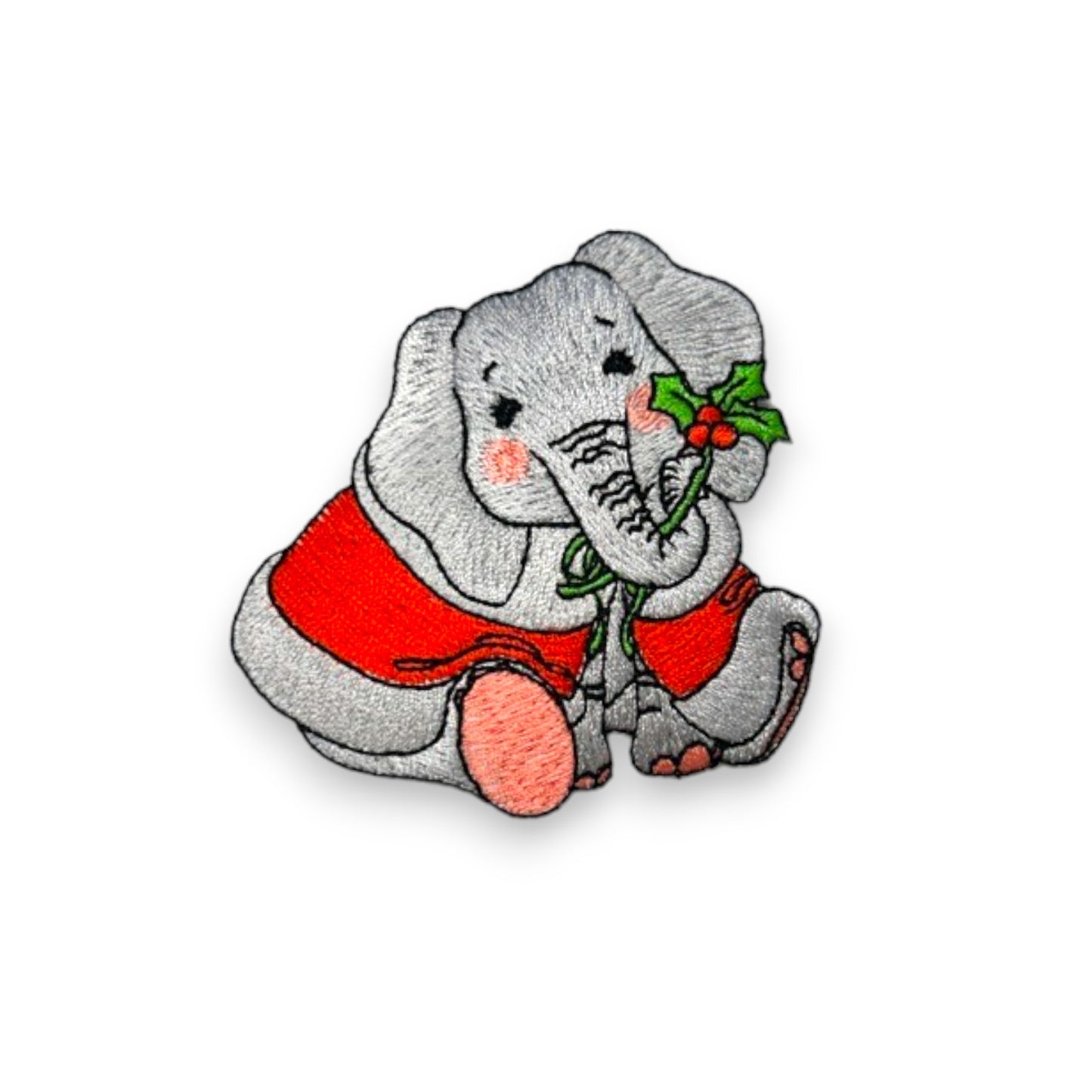 BaZooples Iron-on Patch Applique/Patch Elsie Elephant in Santa Suit - Gray Multi