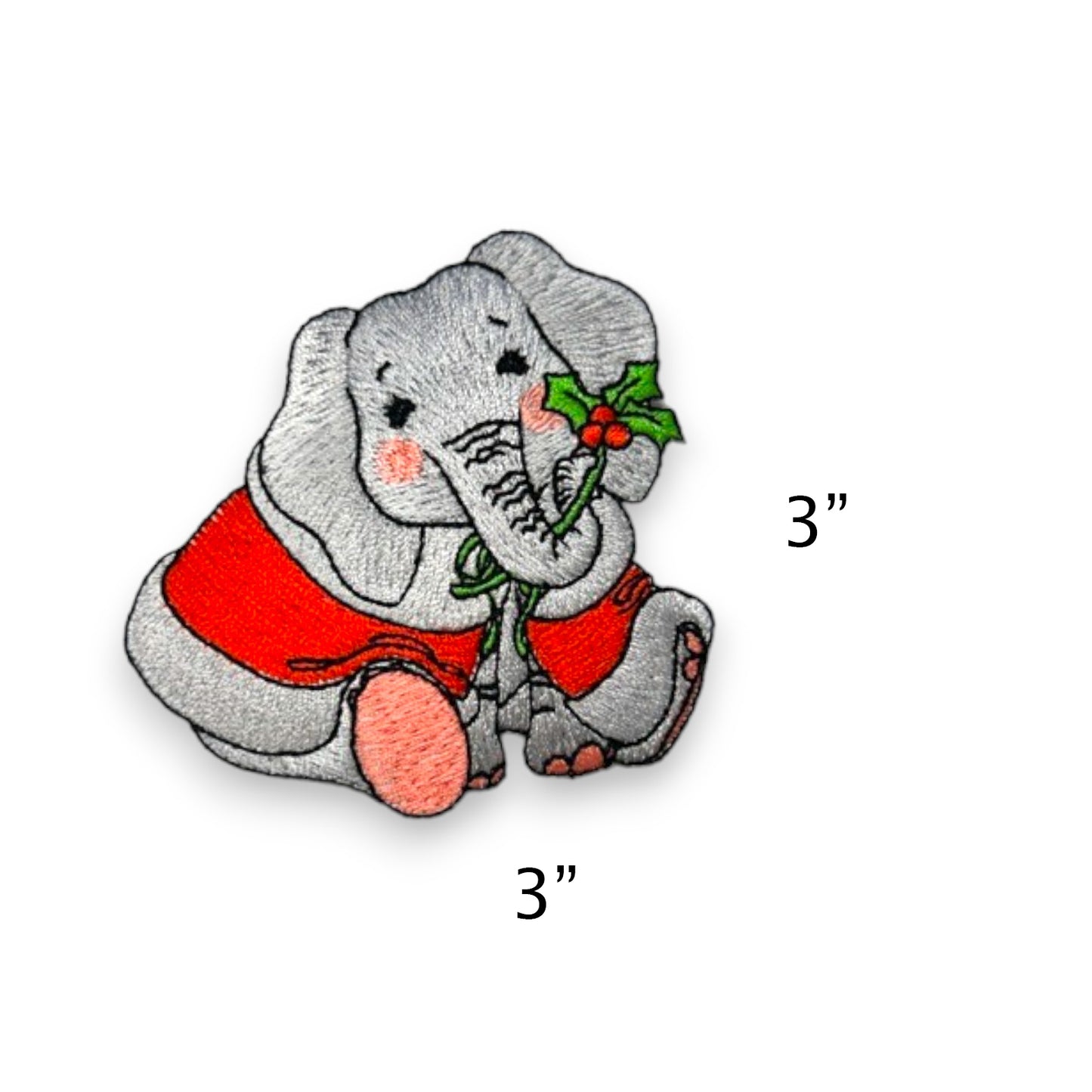 BaZooples Iron-on Patch Applique/Patch Elsie Elephant in Santa Suit - Gray Multi