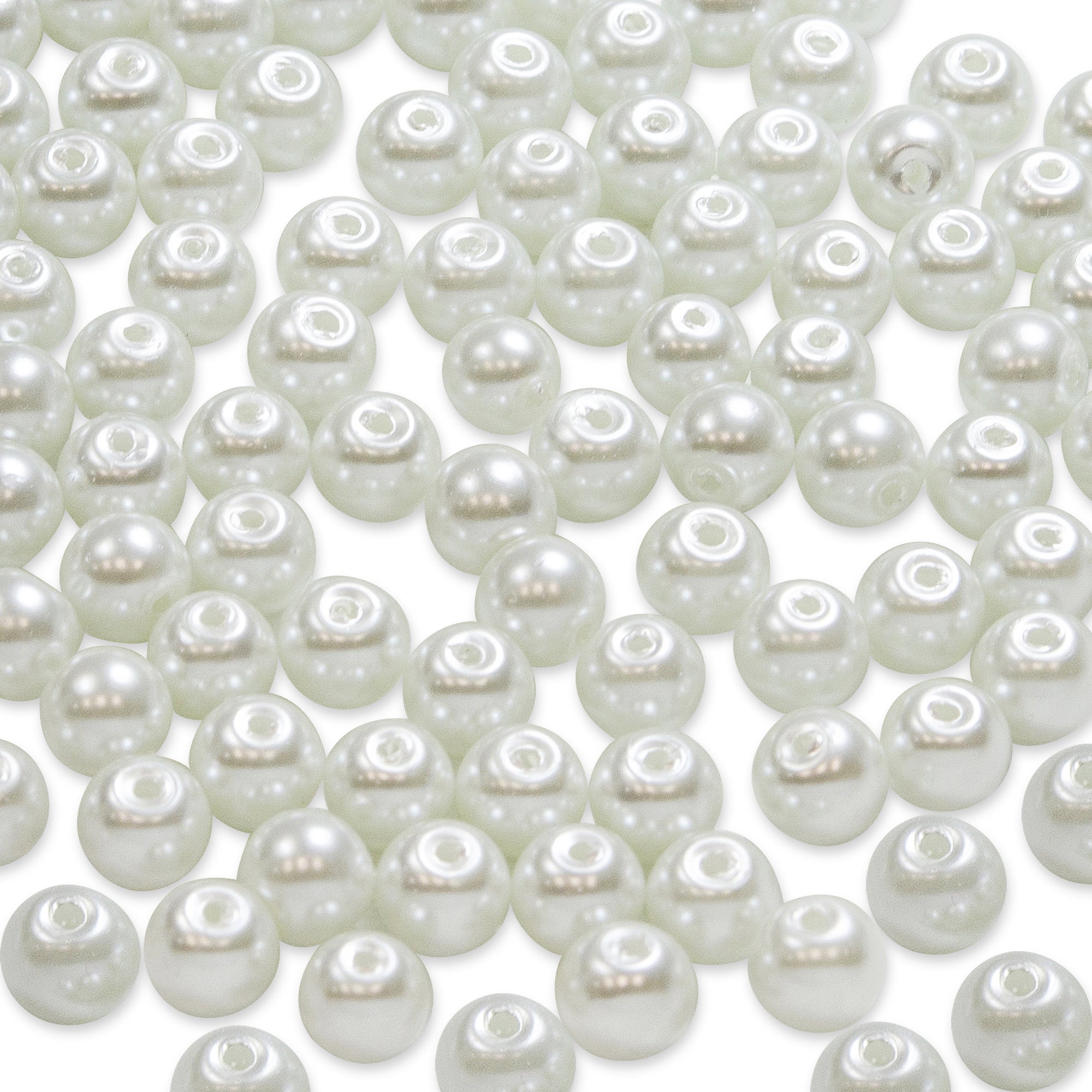 Expo International Glasperlen, 8 Mm Weiß | Ca. 100 Stück Pro Strang Für Schmuck & Bastelprojekte