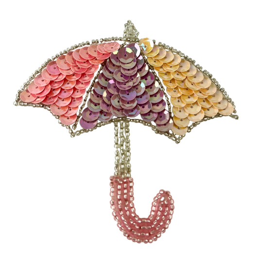 Umbrella with Multi-Colored Beaded Sequin Applique/Patch