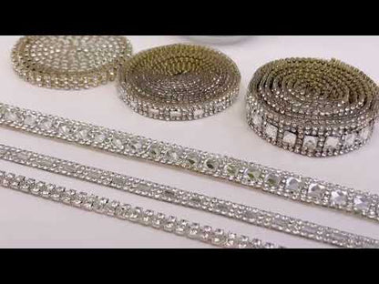 Alejandra Emerald-cut Rhinestone Iron-on Decorative Trim  (Sold by the Yard)