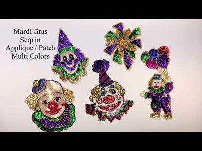 3 1/4" x 2" Mardi Gras Birthday Clown Applique/Patch  - Multi Colors